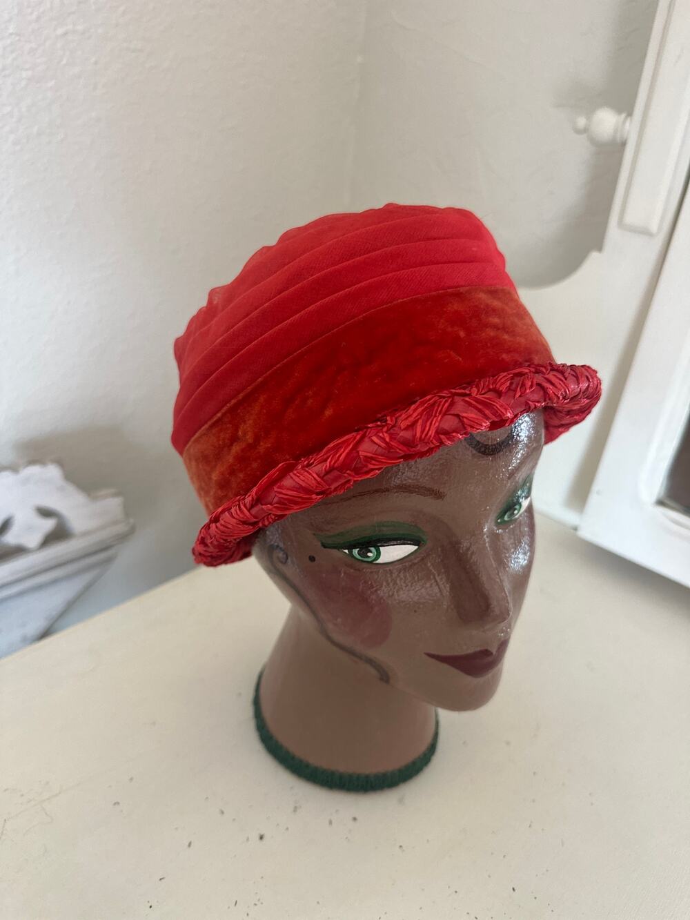 Christine New York Women’s Red Velvet and Satin Pillbox Hat